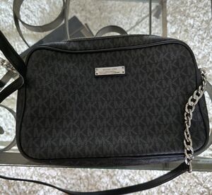 Michael Kors Black Crossbody Bag Purse Silver Hardware  medium size *